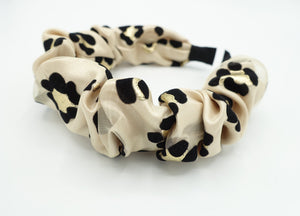 veryshine.com Headband satin layered golden leopard headband organza pleated hairband women hair accessory