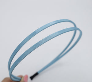 veryshine.com Headband Sky blue satin double headband solid basic hair accessory for women