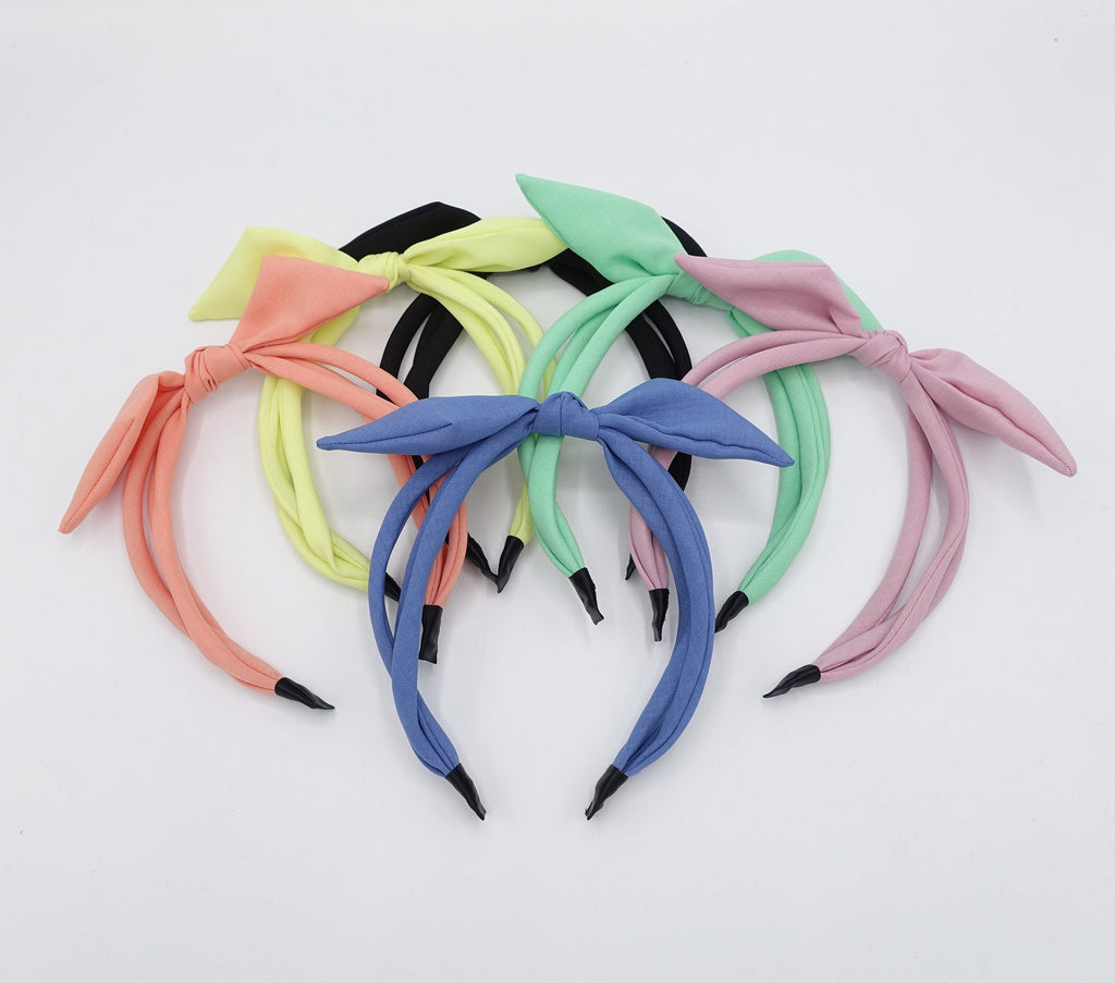 veryshine.com Headband solid bow knot triple fabric strand headband thin hairband women hair accessory