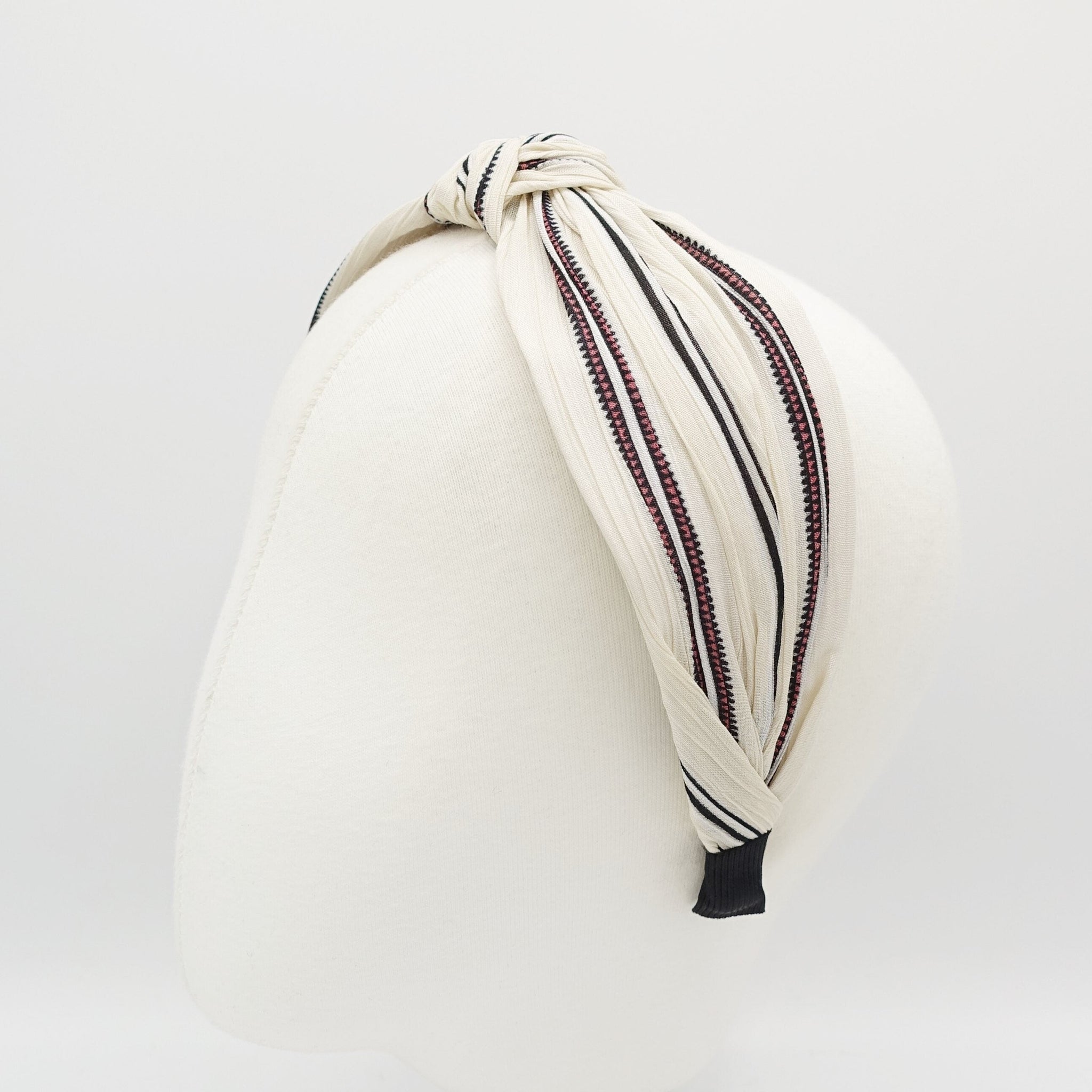 veryshine.com Headband stripe print knotted headband crinkle fabric top knot hairband casual women hair accessory