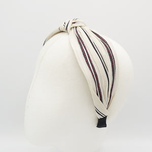 veryshine.com Headband stripe print knotted headband crinkle fabric top knot hairband casual women hair accessory