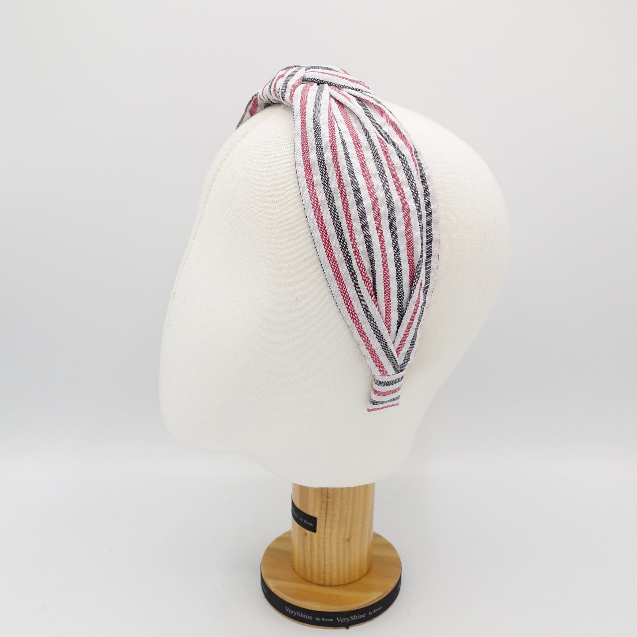 veryshine.com Headband stripe top knot headband cotton crinkled hairband casual hair accessory for women