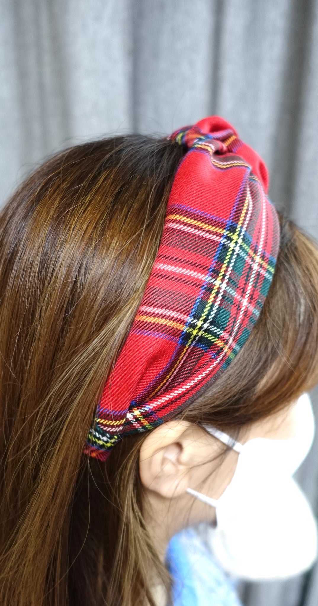 veryshine.com Headband tartan knot headband, plaid headband, plaid check top knot headband for women