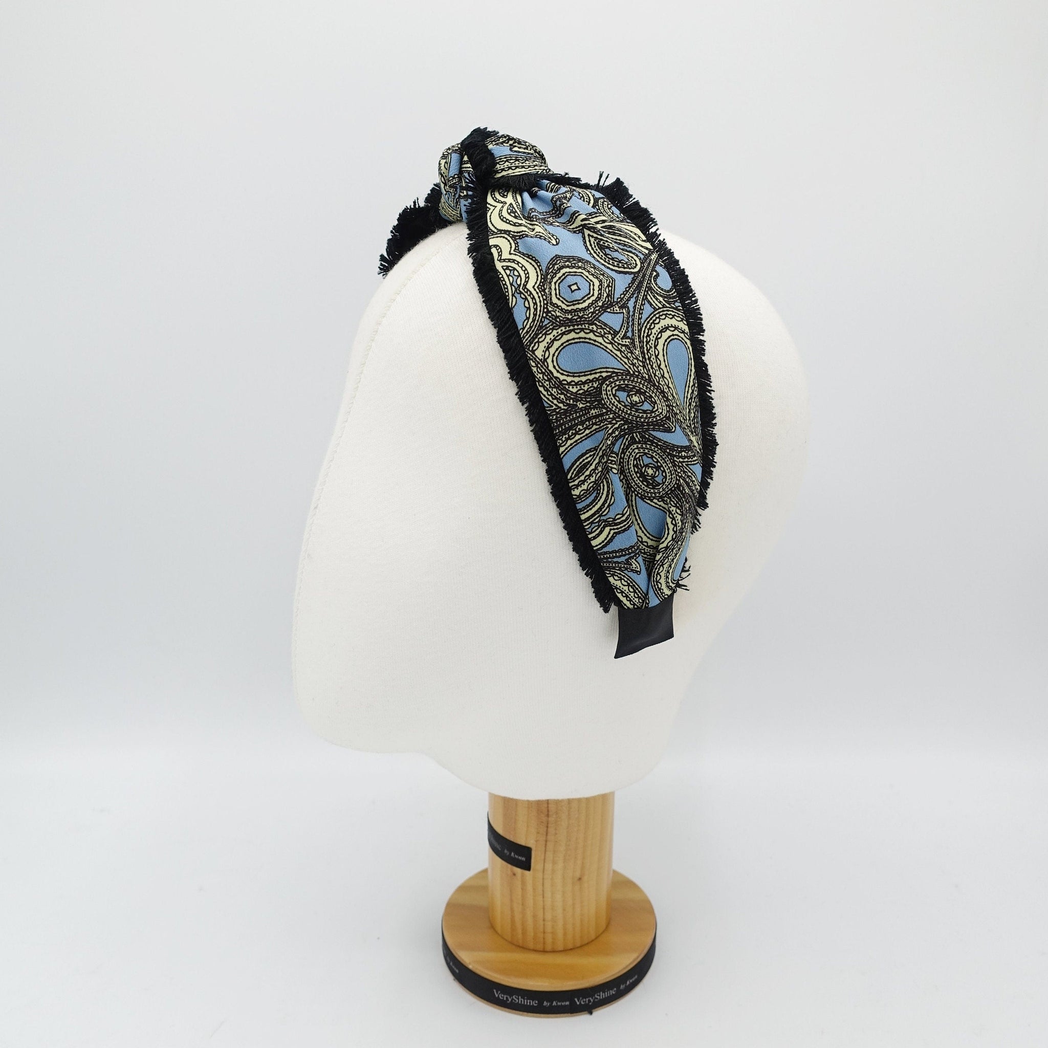 veryshine.com Headband tassel trim headband top knot fringe edge paisley print hairband for woman