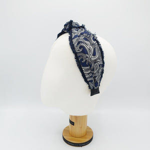 veryshine.com Headband tassel trim headband top knot fringe edge paisley print hairband for woman
