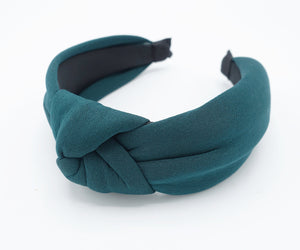 veryshine.com Headband Teal blue solid thick fabric knotted headband simple basic practical hairband women hair accessory