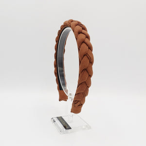 veryshine.com Headband Terra cotta narrow braided headband linen braided hairband simple hair accessory for women