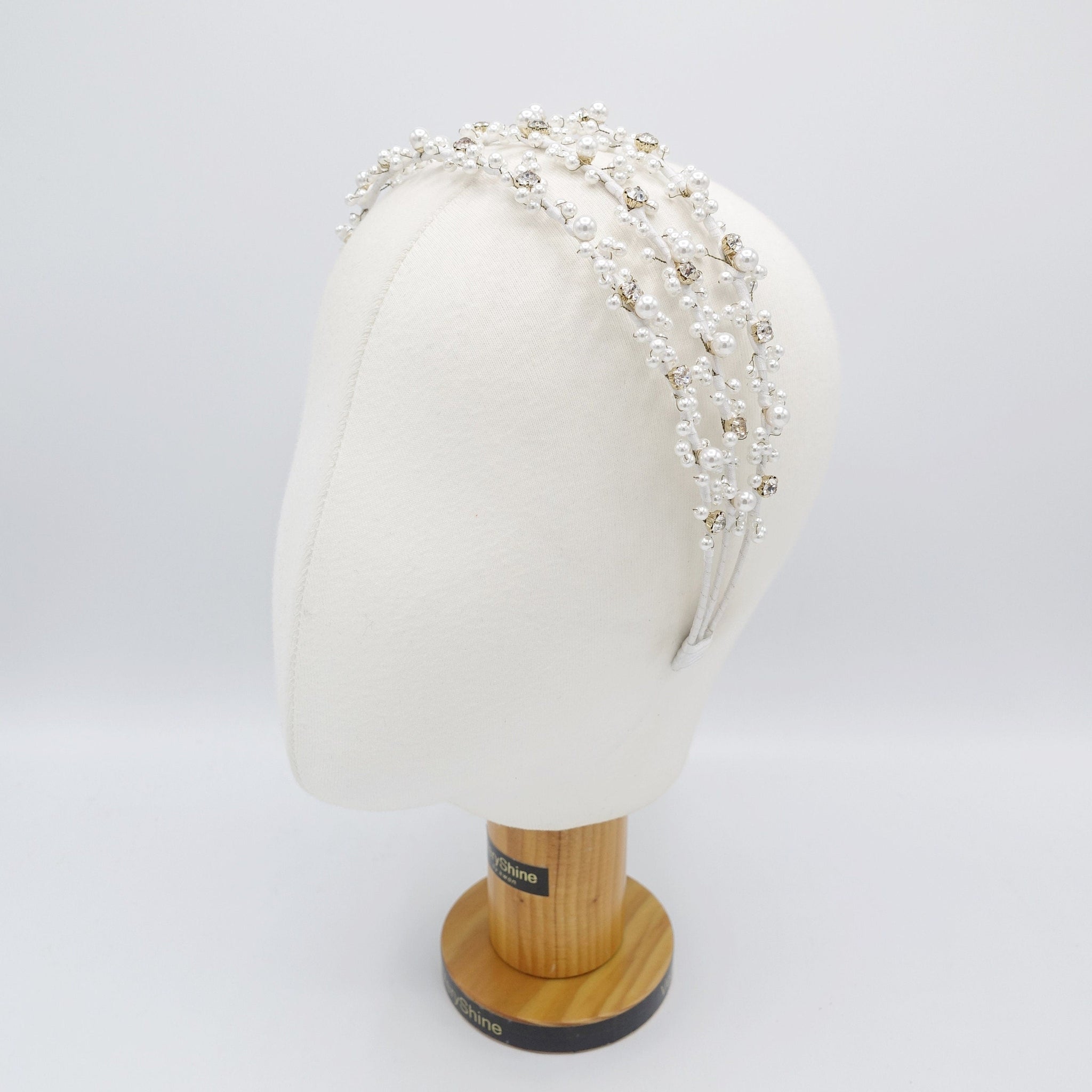 veryshine.com Headband triple pearl branch headband bridal hairband for wedding
