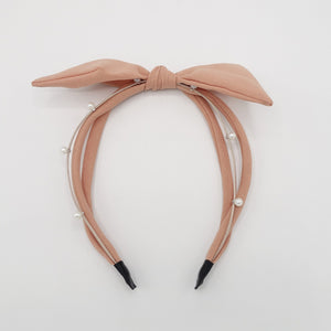 veryshine.com Headband triple strand headband pearl bow knot hairband for women