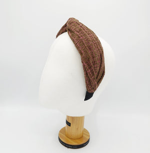 veryshine.com Headband tweed cross headband  frayed pattern Fall Winter hairband women hair accessory