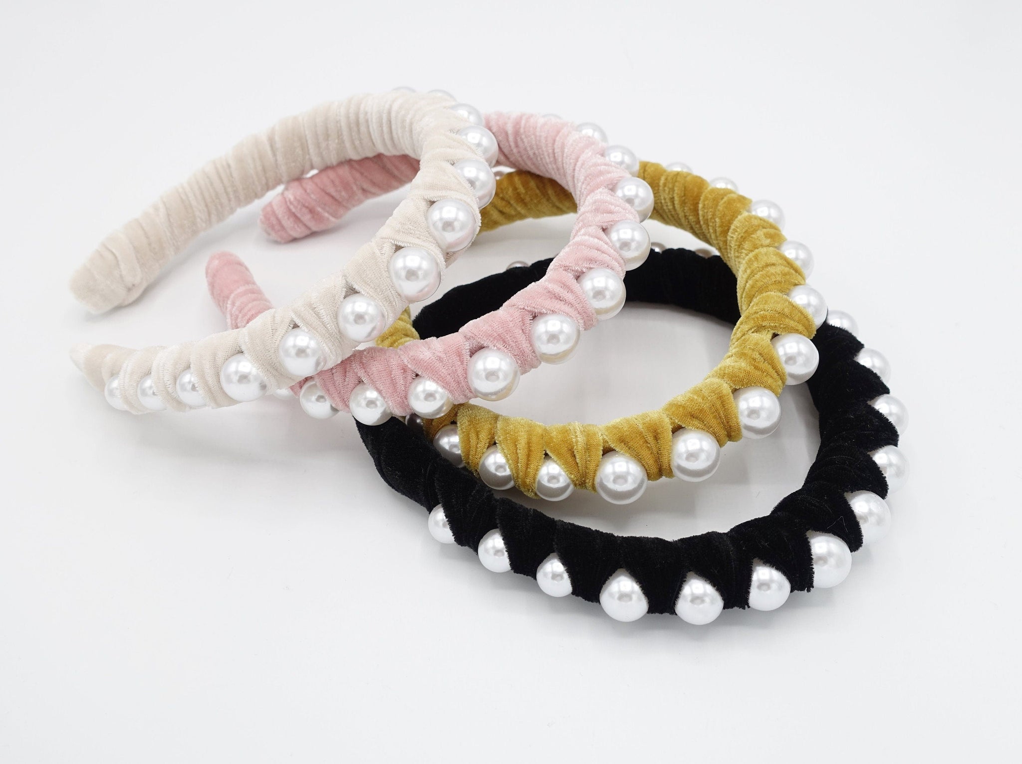 veryshine.com Headband velvet wrap headband big pearl embellished hairband stylish women hair accessories