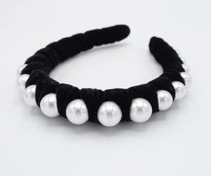 veryshine.com Headband velvet wrap headband big pearl embellished hairband stylish women hair accessories