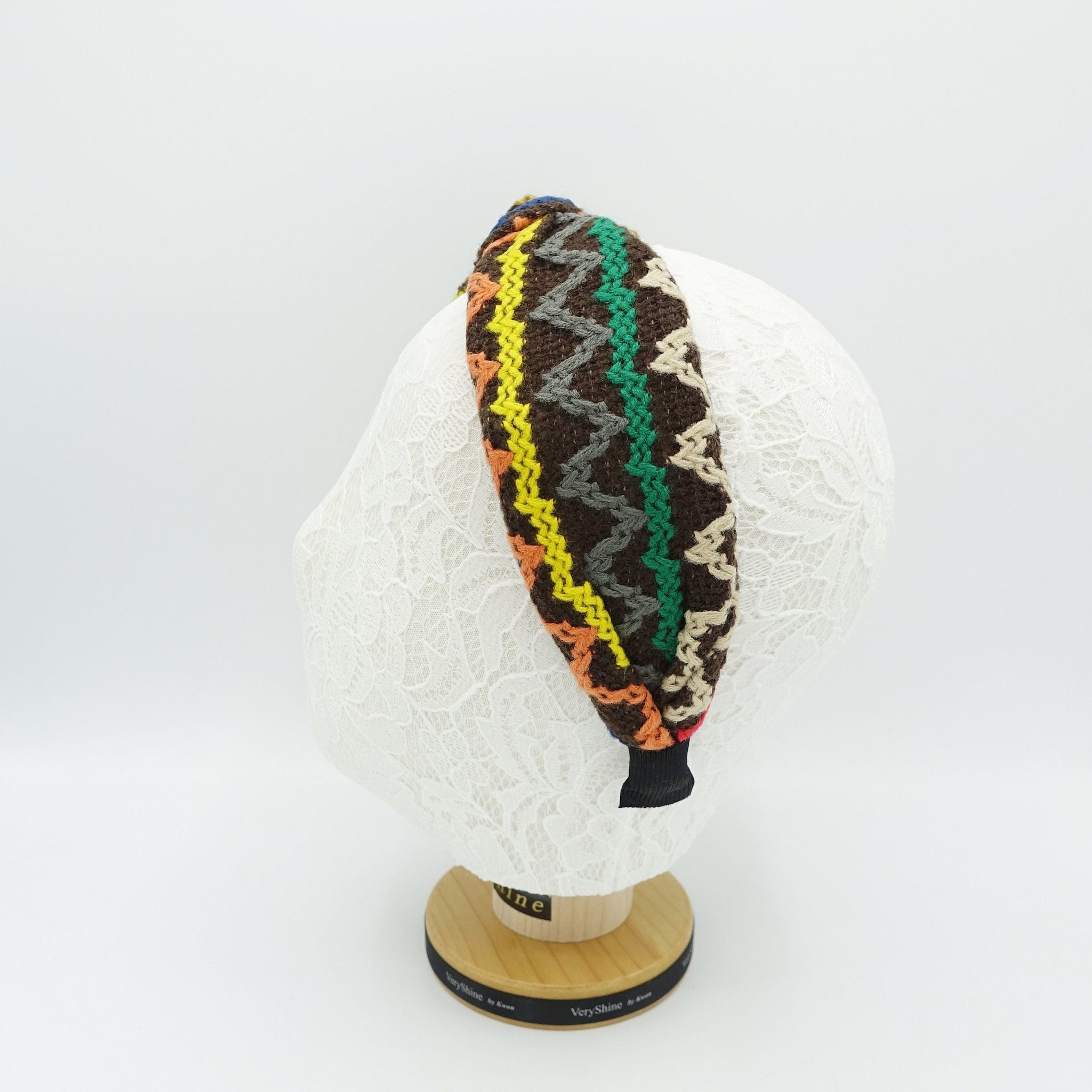 veryshine.com Headband vivid knit twist headband zigzag stripe pattern hairband Winter hair accessory for women