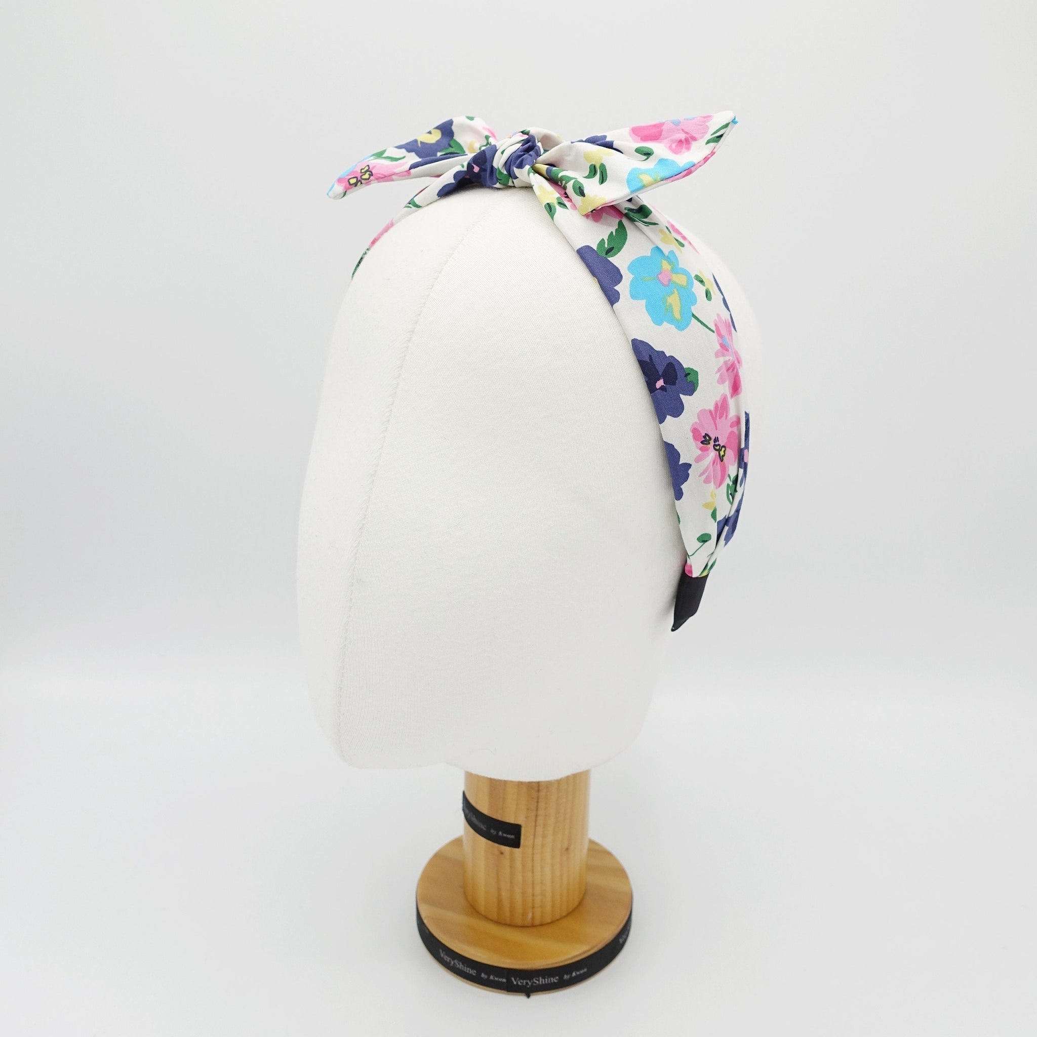 veryshine.com Headband vivid Spring headband floral print wired bow hairband casual hair accessory for women
