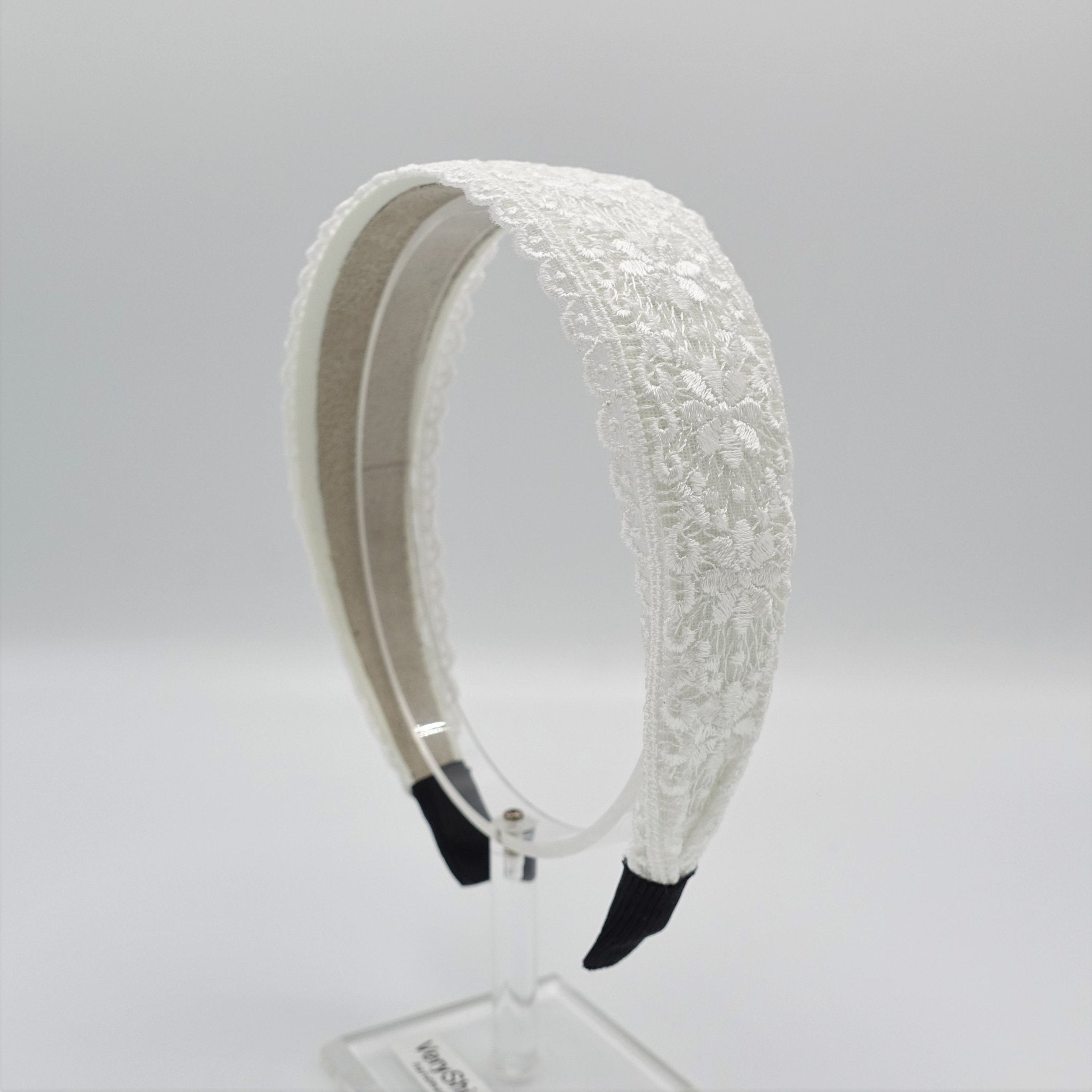 veryshine.com Headband White floral lace headband simple basic hairband women hair accessories