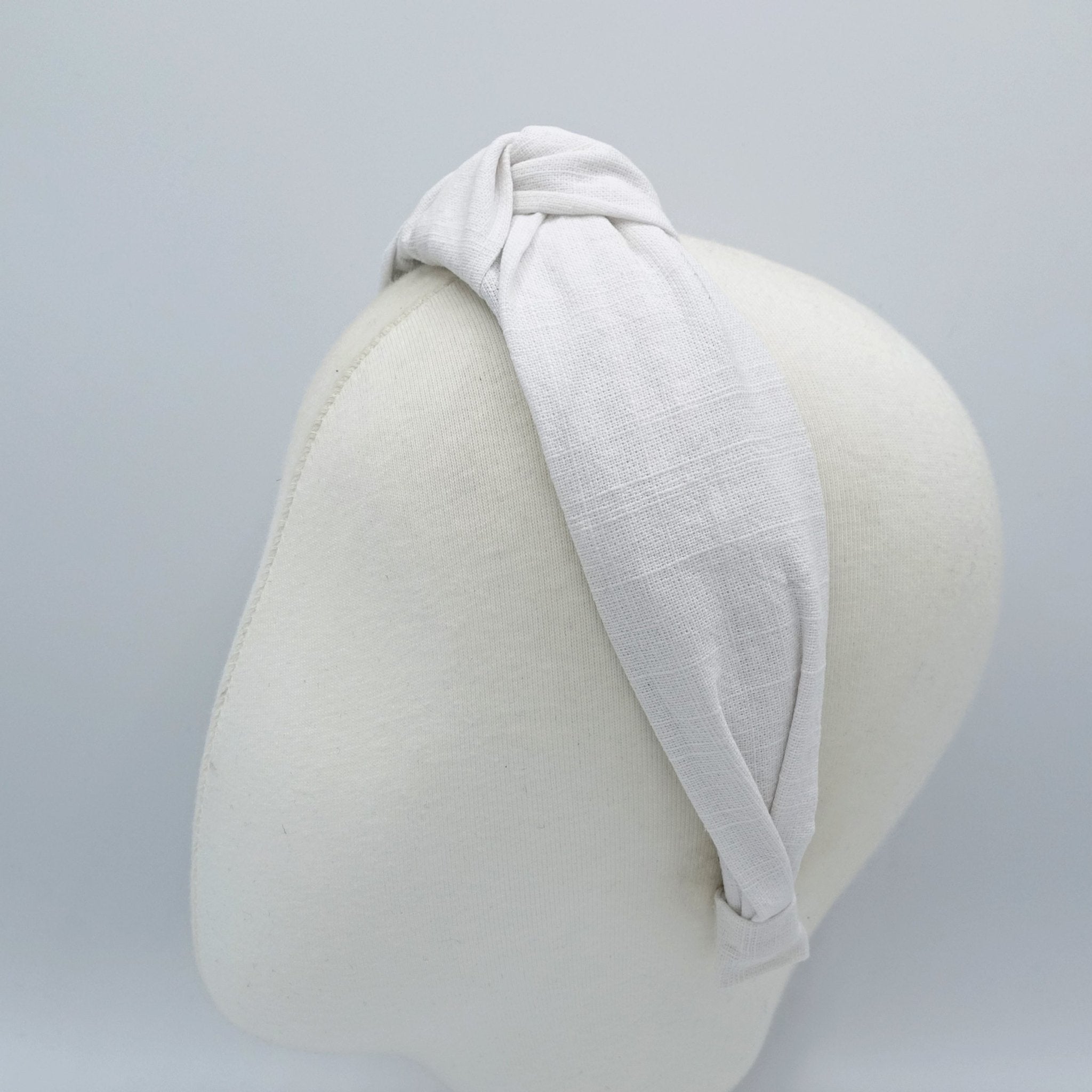 veryshine.com Headband White linen blend fabric top knot headband basic style hairband women hair accessory