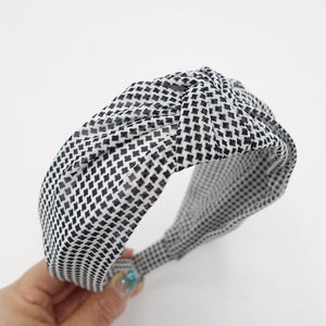 veryshine.com Headband White micro houndstooth knot headband chiffon hairband for women