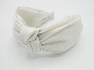 veryshine.com Headband White silver metallic fabric top knot headband hair accessory for women