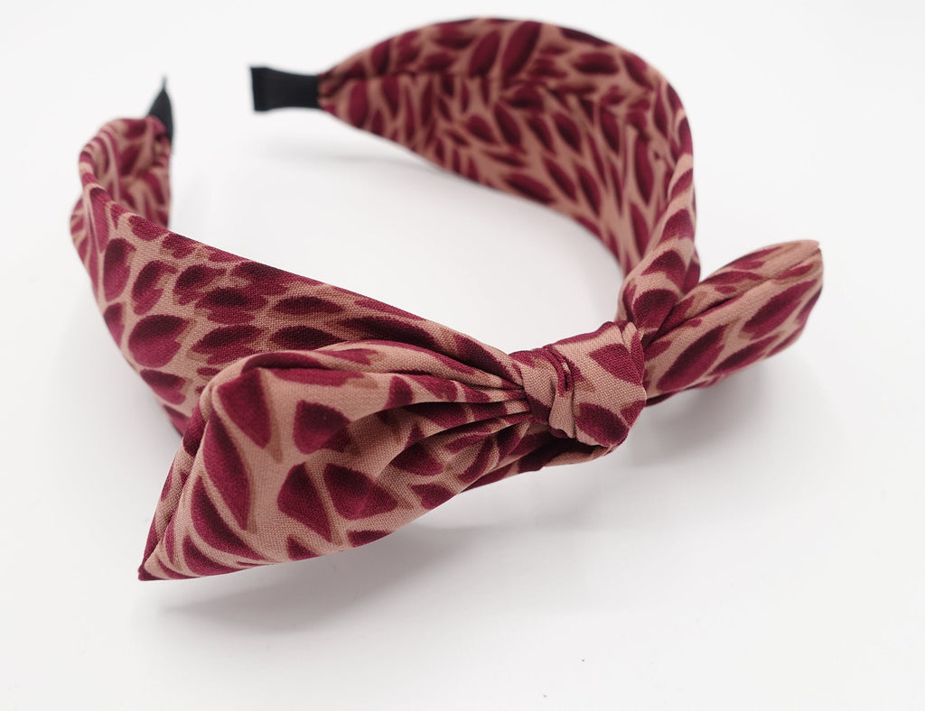 veryshine.com Headband wire knotted headband bow hairband minimal leaf print hair accessory