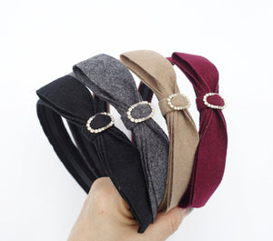 veryshine.com Headband woolen bow knot headband rhinestone embellished hairband thin hairband for women