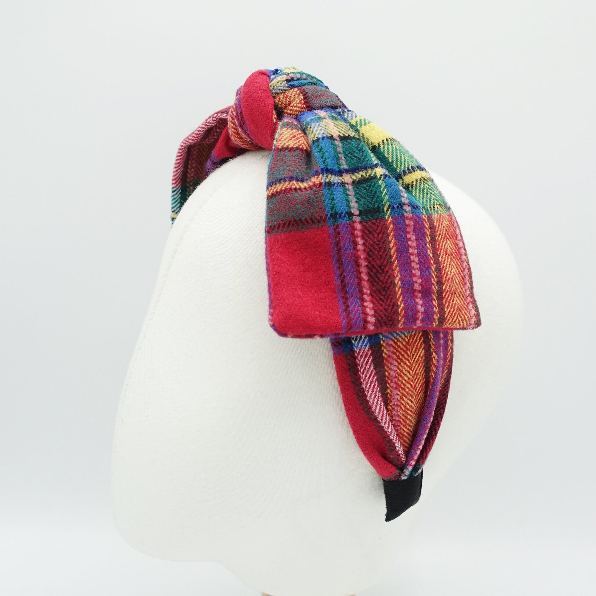 veryshine.com Headband woolen plaid check bow tie headband high quality hairband for women