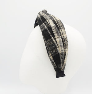 veryshine.com Headband woolen plaid headband cross twist hairband Winter hair accessory for women