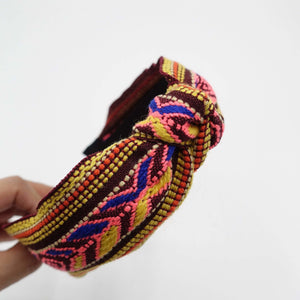 veryshine.com Headband Yellow aztec pattern headband jacquard knot hairband woman hair accessory
