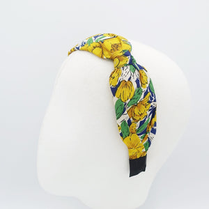 veryshine.com Headband Yellow big flower print headband side knot floral hairband hair accessory for women