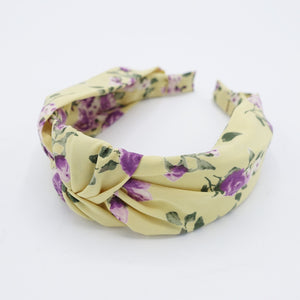 veryshine.com Headband Yellow flower vine print knotted headband thin fabric hairband women hair accessory