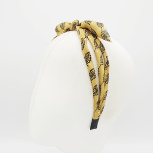 veryshine.com Headband Yellow leaf print bow knot triple fabric strand headband unique thin hairband women hair accessory
