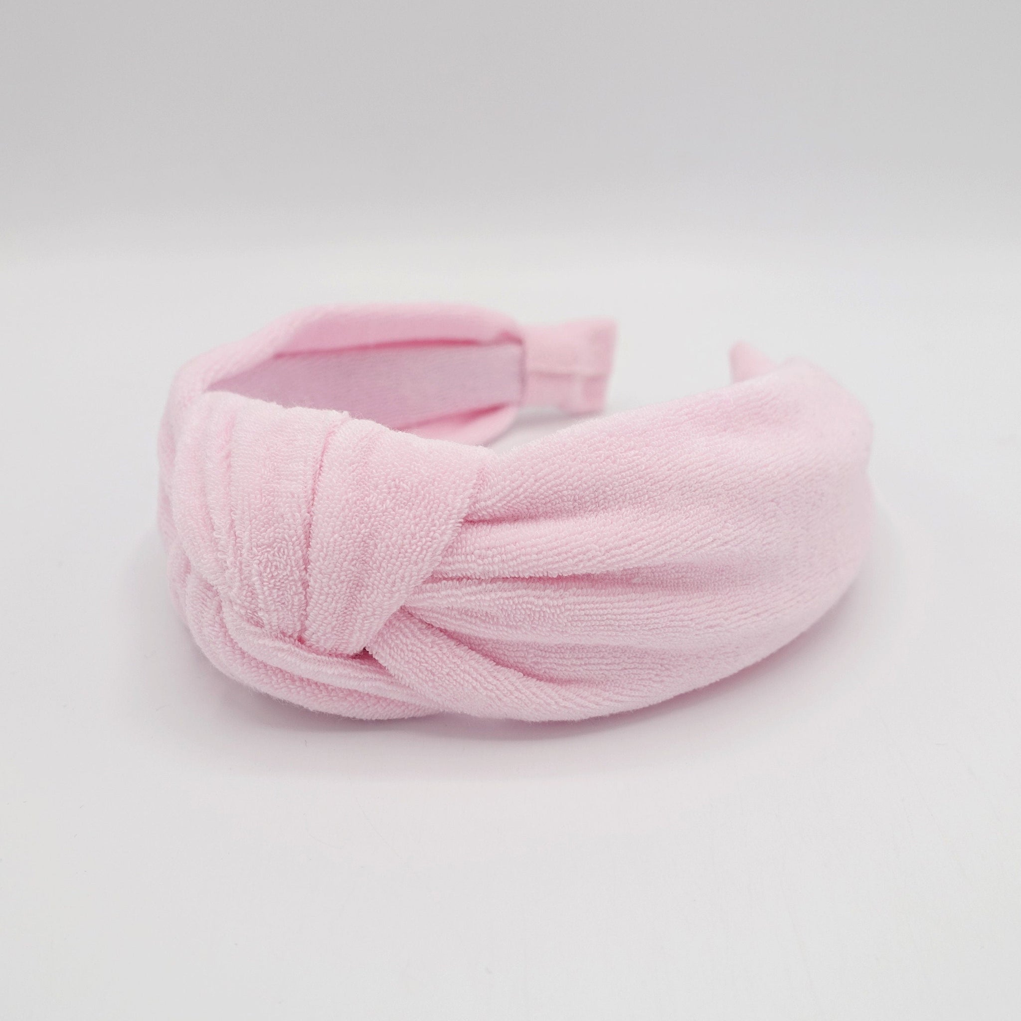 veryshine.com Headbands Baby pink terry cloth top knot headband cozy fashion hairband for women