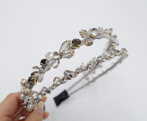 veryshine.com Headbands & Turbans Black diamond luxury rhinestone double strand jewel beaded hairband women hair accessory
