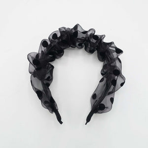 veryshine.com Headbands & Turbans Black organza headband black dot pleated hairband women hair accessory