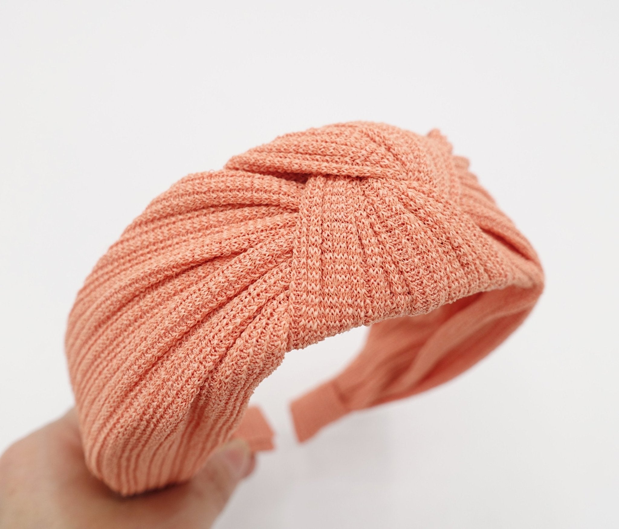 veryshine.com Headbands & Turbans Coral peach corrugated thin fabric headband knot hairband woman hair accessory