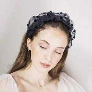 veryshine.com Headbands & Turbans organza headband black dot pleated hairband women hair accessory