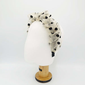 veryshine.com Headbands & Turbans organza headband black dot pleated hairband women hair accessory