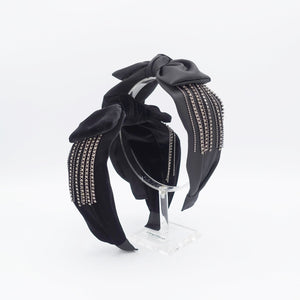 veryshine.com Headbands & Turbans velvet satin bow tie fringe headband chain rhinestone embellished hairband for women
