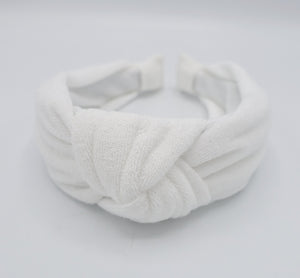 veryshine.com Headbands White terry cloth top knot headband cozy fashion hairband for women