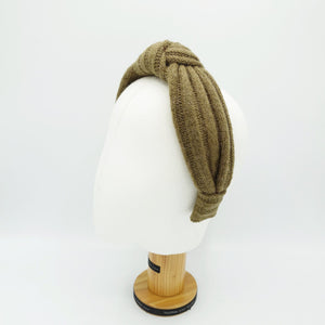 veryshine.com Khaki wool knit headband top knot hairband Fall Winter hair accessory for women