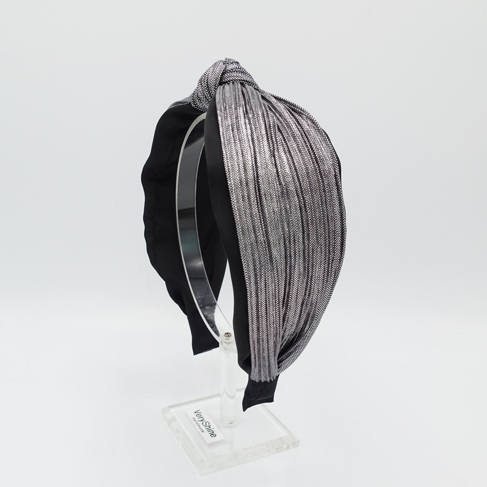 veryshine.com lame top knot headband black satin layered hairband women hair accessory