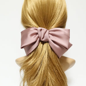 veryshine.com Mauve pink Texas satin hair bow very big satin simple bow french hair barrette for Women