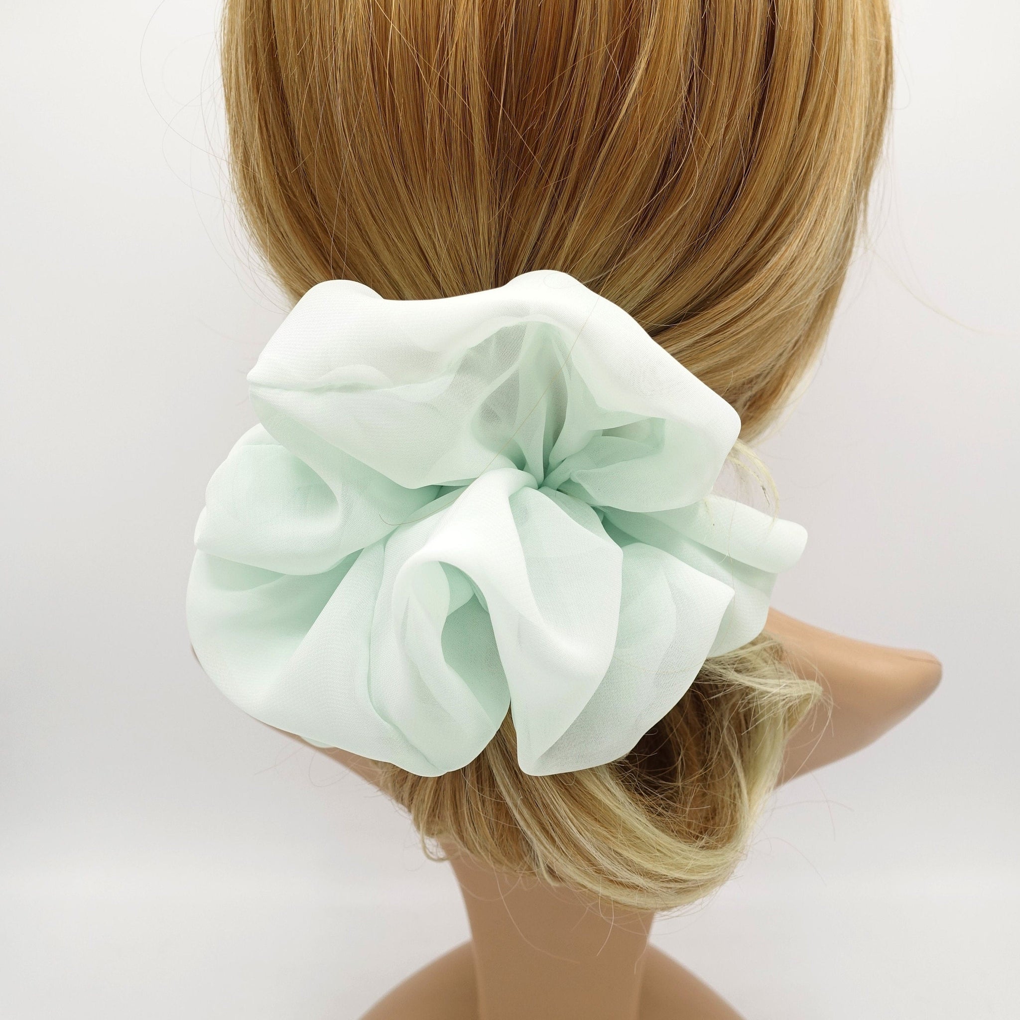 veryshine.com Mint oversized chiffon scrunchies large hair elastic scrunchie women hair accessory