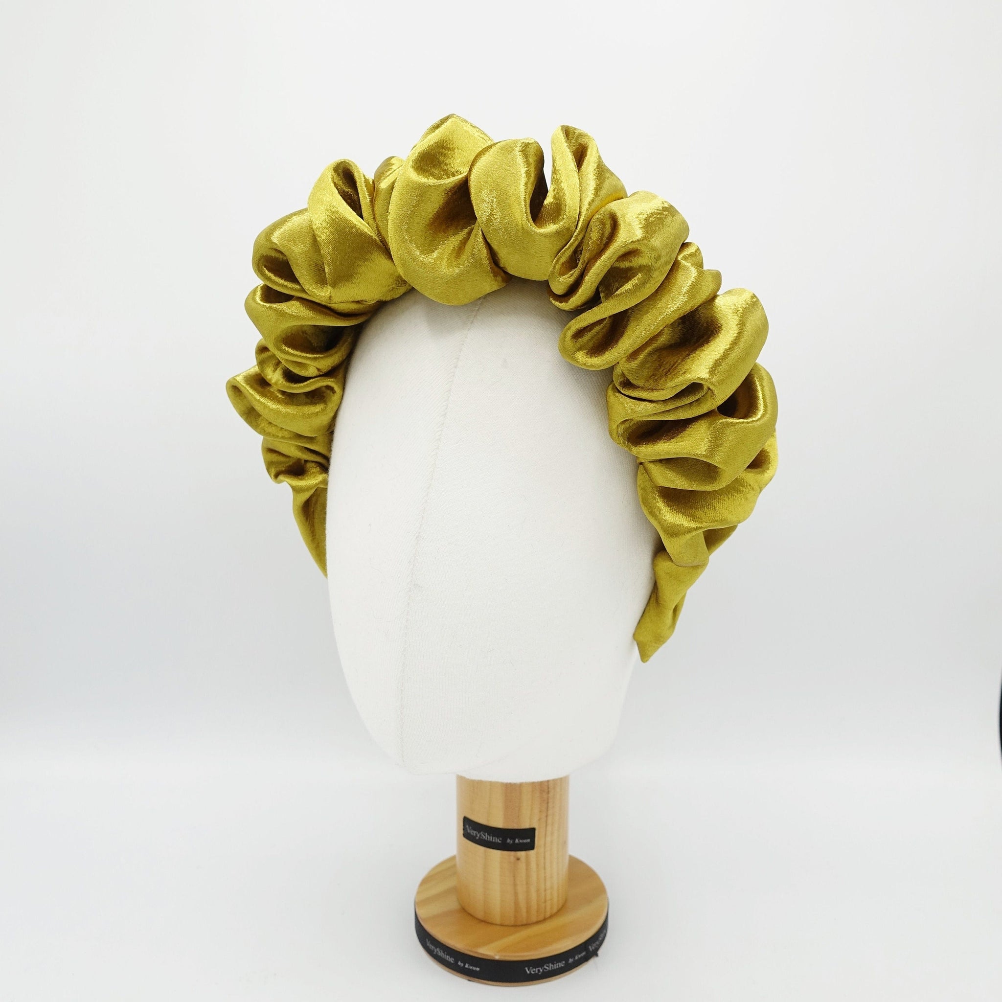 veryshine.com Mustard queens headbands glossy satin volume wave headband stylish hairband women hair accessories