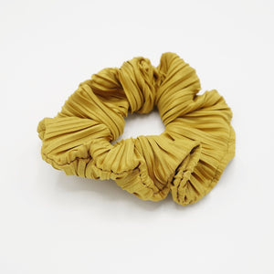 veryshine.com Mustard solid pleated scrunchies hair elastic women scrunchy accessories for women