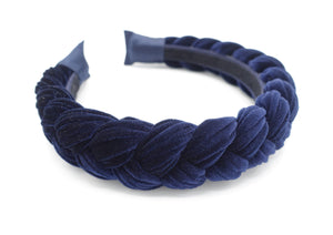 veryshine.com Navy Brooklyn braided velvet headband stylish chunky ...