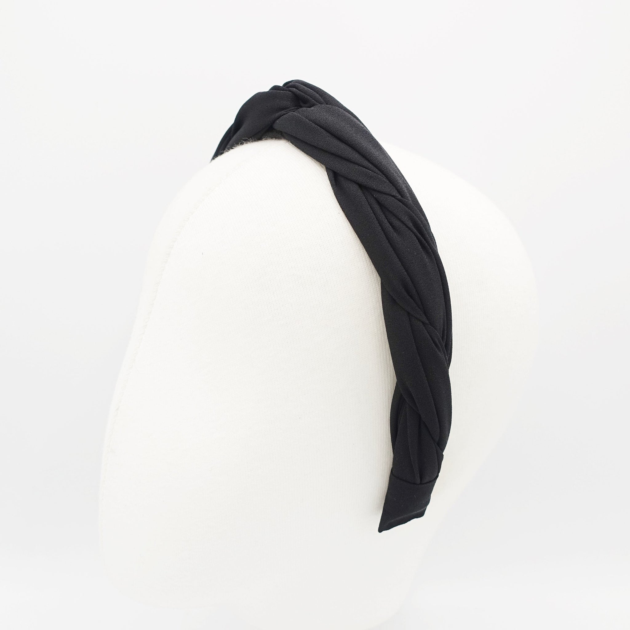 veryshine.com Navy chiffon cross 2 strand round braid headband for women