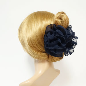 veryshine.com Navy chiffon ruffle wave hair claw solid color wave flower hair jaw clamp