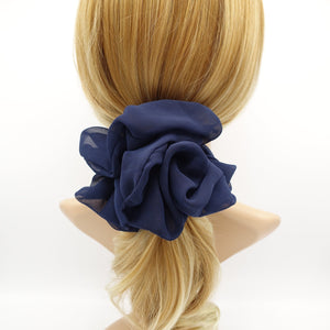 veryshine.com Navy oversized chiffon scrunchies large hair elastic scrunchie women hair accessory