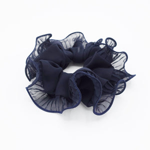 veryshine.com Navy pleated edge chiffon scrunchies hair elastic women hair tie hair accessory for women