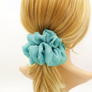 veryshine.com Pale green crinkled chiffon scrunchies solid sheer hair elastic scrunchie woman hair accessory